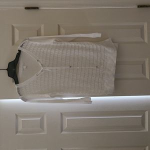 New York & Company White  Crocheted front mid sleeves  size xsmall